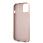 Guess PU 4G Kovový zadný kryt s logom pre iPhone 12/12 Pro Pink
