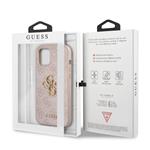Guess PU 4G Kovový zadný kryt s logom pre iPhone 12/12 Pro Pink