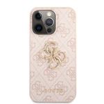Guess PU 4G Kovový zadný kryt s logom pre iPhone 13 Pro Max Pink