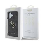 Guess PU 4G Kovový zadný kryt s logom pre iPhone 16 Plus Grey