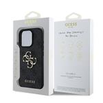 Guess PU 4G Kovový zadný kryt s logom pre iPhone 16 Pro Grey