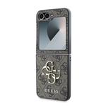 Guess PU 4G Kovový zadný kryt s logom pre Samsung Galaxy Z Flip 6 Brown