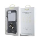 Guess PU 4G Kovový zadný kryt s logom pre Samsung Galaxy Z Flip 6 Grey