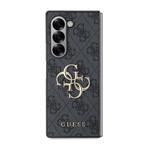 Guess PU 4G Kovový zadný kryt s logom pre Samsung Galaxy Z Fold 6 Grey