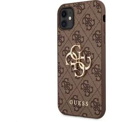 Guess PU 4G Metal Logo Zadní Kryt pro iPhone 11 Brown