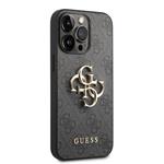Guess PU 4G Metal Logo Zadní Kryt pro iPhone 14 Pro Grey