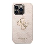Guess PU 4G Metal Logo Zadní Kryt pro iPhone 14 Pro Pink