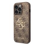 Guess PU 4G Metal Logo Zadní Kryt pro iPhone 15 Pro Brown