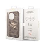 Guess PU 4G Metal Logo Zadní Kryt pro iPhone 15 Pro Brown
