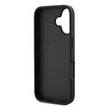 Guess PU 4G štrasový trojuholník s kovovým logom Zadný kryt + popruh pre iPhone 16 Black