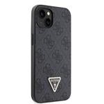 Guess PU 4G štrasový trojuholník s kovovým logom Zadný kryt pre iPhone 15 Black