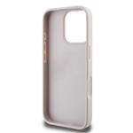 Guess PU 4G štrasový trojuholník s kovovým logom Zadný kryt pre iPhone 16 Pro Pink
