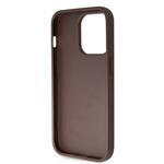Guess PU 4G Strass Triangle Metal Logo Zadní Kryt pro iPhone 15 Pro Brown