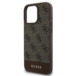 Guess PU 4G Stripe Zadní Kryt pro iPhone 16 Pro Max Brown