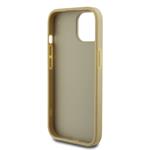 Guess PU Fixed Glitter 4G Metal Logo Zadní Kryt pro iPhone 15 Gold