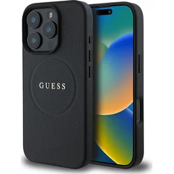 Guess PU Grained Classic Logo MagSafe Zadní Kryt pro iPhone 16 Pro Black
