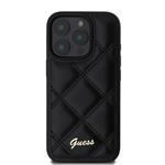 Guess PU kožený prešívaný zadný kryt pre iPhone 16 Pro Black