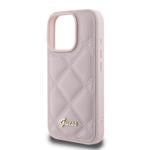 Guess PU kožený prešívaný zadný kryt pre iPhone 16 Pro Max Pink