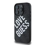 Guess PU kožený zadný kryt 4G Big Love Logo MagSafe pre iPhone 16 Pro Black