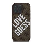 Guess PU kožený zadný kryt 4G Big Love Logo MagSafe pre iPhone 16 Pro Brown