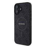 Guess PU kožený zadný kryt 4G Colored Ring MagSafe pre iPhone 16 Plus Black