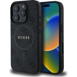 Guess PU kožený zadný kryt 4G Colored Ring MagSafe pre iPhone 16 Pro Max Black