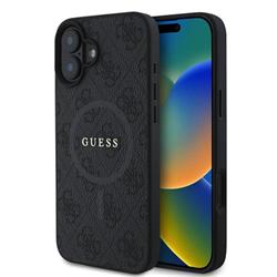 Guess PU Leather 4G Colored Ring MagSafe Zadní Kryt pro iPhone 16 Plus Black