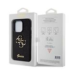 Guess PU Pevný zadný kryt s kovovým logom 4G Glitter pre iPhone 15 Pro Black
