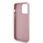 Guess PU Pevný zadný kryt s kovovým logom 4G Glitter pre iPhone 15 Pro Max Pink