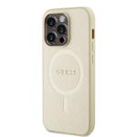 Guess PU Saffiano MagSafe Zadní Kryt pro iPhone 15 Pro Beige