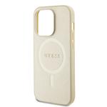 Guess PU Saffiano MagSafe zadný kryt pre iPhone 15 Pro Beige