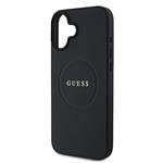 Guess PU zrnitý klasický zadný kryt MagSafe s logom pre iPhone 16 Plus Black