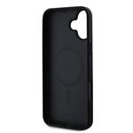 Guess PU zrnitý klasický zadný kryt MagSafe s logom pre iPhone 16 Plus Black