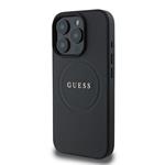 Guess PU zrnitý klasický zadný kryt MagSafe s logom pre iPhone 16 Pro Black
