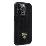Guess Rhinestones Triangle Metal Logo Cover pre iPhone 14 Pro Black