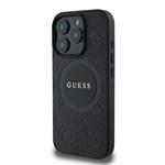 Guess Saffiano Peony Stamp MagSafe zadný kryt pre iPhone 16 Pro Black