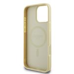 Guess Saffiano Peony Stamp MagSafe zadný kryt pre iPhone 16 Pro Gold