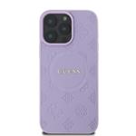 Guess Saffiano Peony Stamp MagSafe zadný kryt pre iPhone 16 Pro Max Purple
