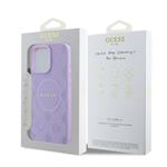 Guess Saffiano Peony Stamp MagSafe zadný kryt pre iPhone 16 Pro Max Purple