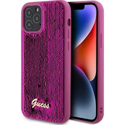 Guess Sequin Script Logo Zadní Kryt pro iPhone 12/12 Pro Magenta