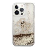 Guess TPU Big 4G Liquid Glitter Gold Zadní Kryt pro iPhone 13 Pro Max Transparent