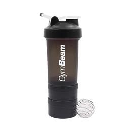 GymBeam viacdielna fľaša na miešanie šejkrov čierna biela