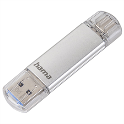 Hama Flash Pen Laeta, USB-C/USB-A 3.1, 64 GB, 40 MB/s, stříbrný