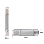Hama Flash Pen Laeta, USB-C/USB-A 3.1, 64 GB, 40 MB/s, strieborná