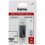 Hama flashPen "Laeta Twin" 16 GB 10 MB/s, sivá