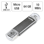 Hama flashPen "Leata Twin" 64 GB 10 MB/s USB 2.0, sivá