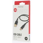 Hama USB-C 2.0 typ A-C 1,5 m Flexibilný, silikónový, čierny