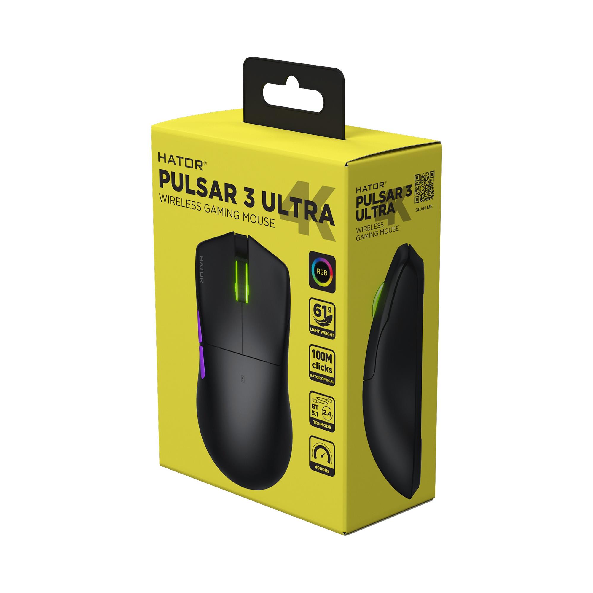 Hator Pulsar 3 ULTRA 4K bezdrátová myš černá
