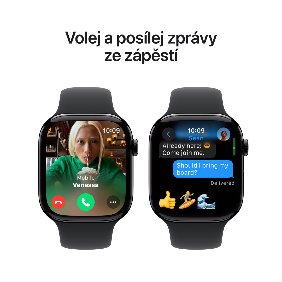 Hliníkové puzdro Apple Watch Series 10 GPS 46 mm Jet Black s čiernym športovým remienkom - S/M (MWWP3QC/A)