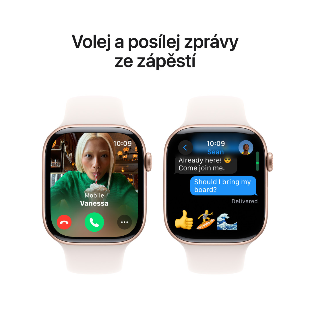 Hliníkové puzdro Apple Watch Series 10 GPS 46 mm Rose Gold so športovým remienkom Light Blush - M/L (MWWU3QC/A)